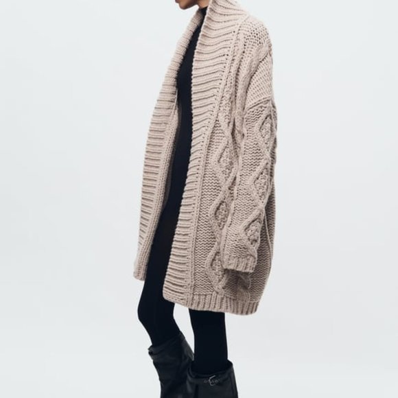 NWT ZARA CABLE KNIT COAT M, S 2142 - Picture 5 of 11